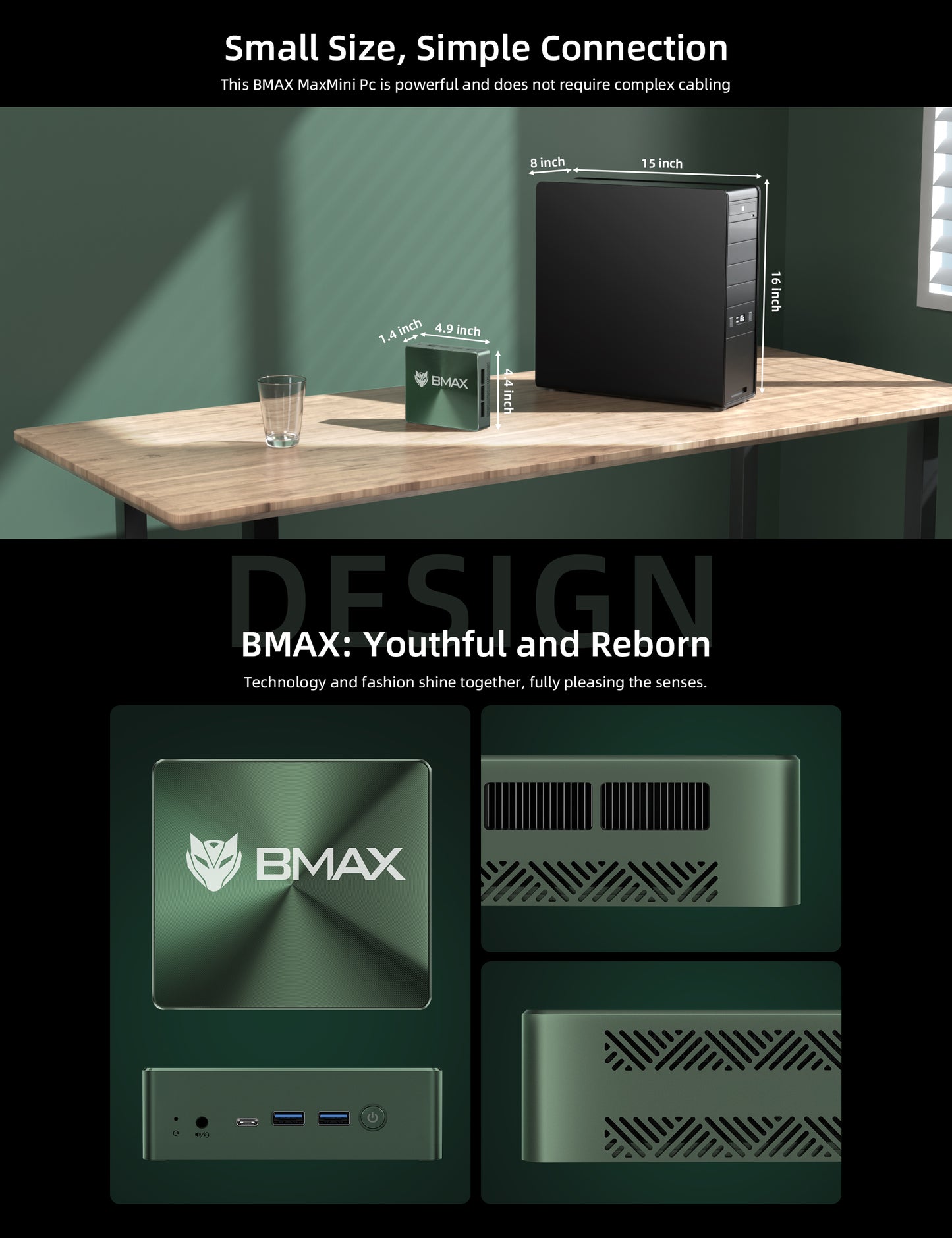 Bmax Mini PC B6 Power, Intel Core i7-1060NG7 16 GB LPDDR4 1 TB SSD Windows 11, 5G WLAN